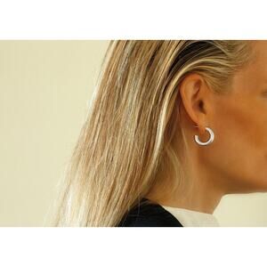 Sterling Silver Thick Hoop Earrings Hypo Allergenic Chubby Round Tube Hoop Studs